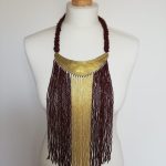 Collier Bronze et en perles Marron Dorée 1