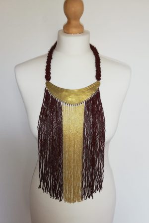 Collier Bronze et en perles Marron Dorée 1