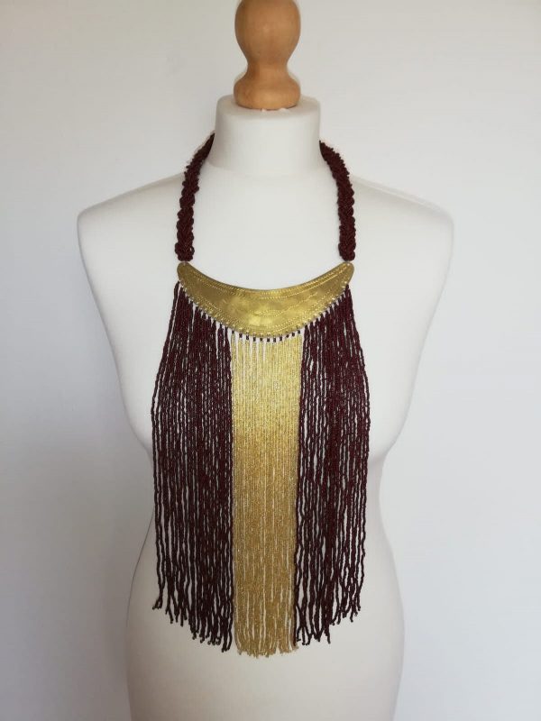 Collier Bronze et en perles Marron Dorée 1