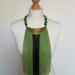 Collier Bronze et en perles Vert et Noir 2