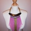Collier en Bois d’ébène & perle Rose et Doré
